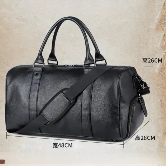 Sac de Voyage Homme Luxe Grande Capacité Sac Polochon en Cuir Portable Durable Sac Bandoulière Sac de Sport Sac à Main Bagage Extérieur