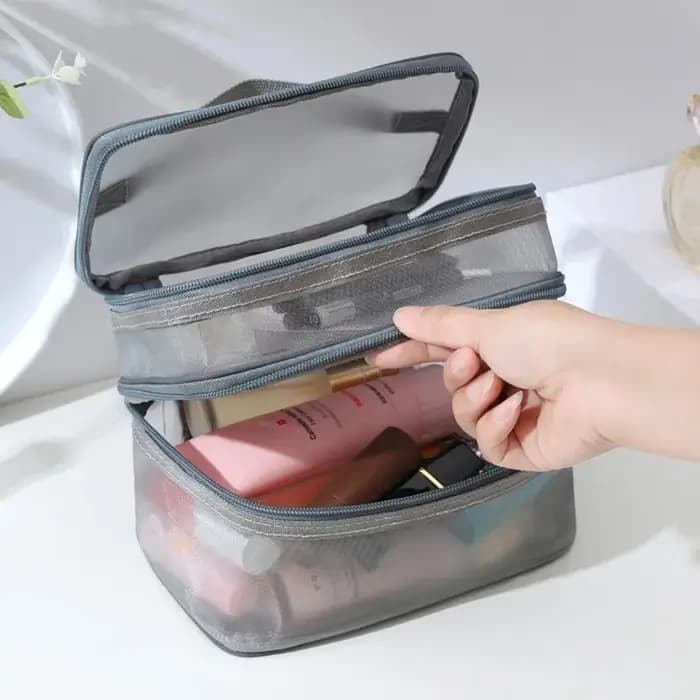 Sac de maquillage en maille double couche