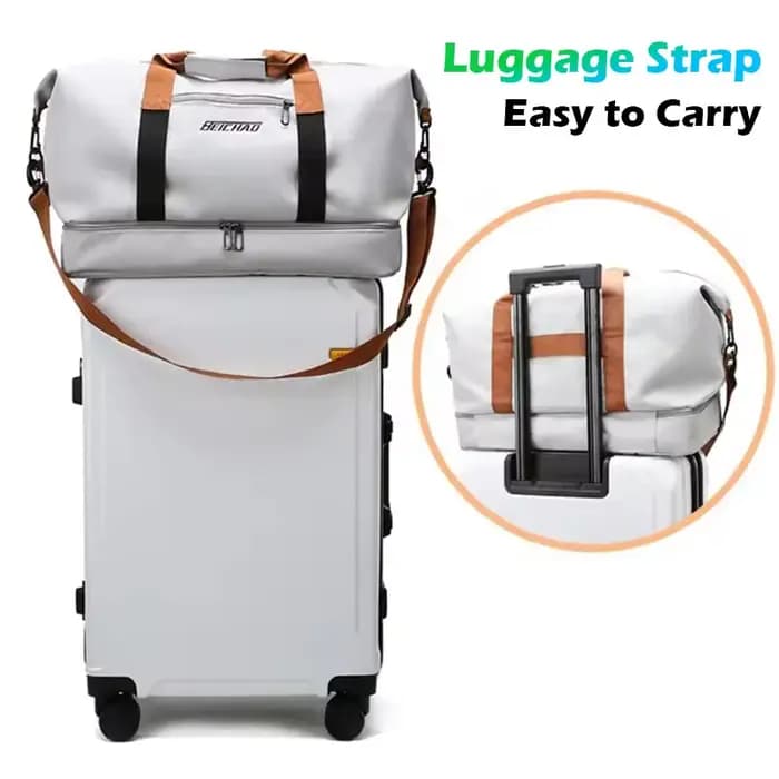 Nouveau Grand Sac de Voyage Unisexe Grande Capacité Bagage à Main Séparation Sec-Humide Sac de Sport et Fitness pour Courts Séjours