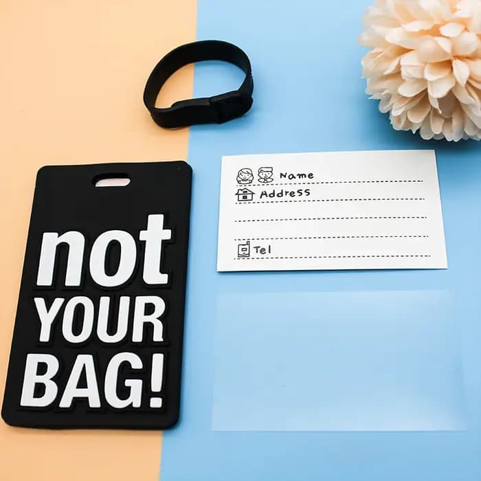 Mode lettre créative pas votre sac accessoires de voyage mignons étiquettes de bagages valise Style de bande dessinée