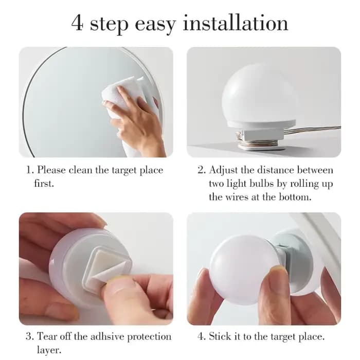 Miroir de maquillage ampoule LED lumières de vanité USB 12V salle de bain coiffeuse éclairage Dimmable LED