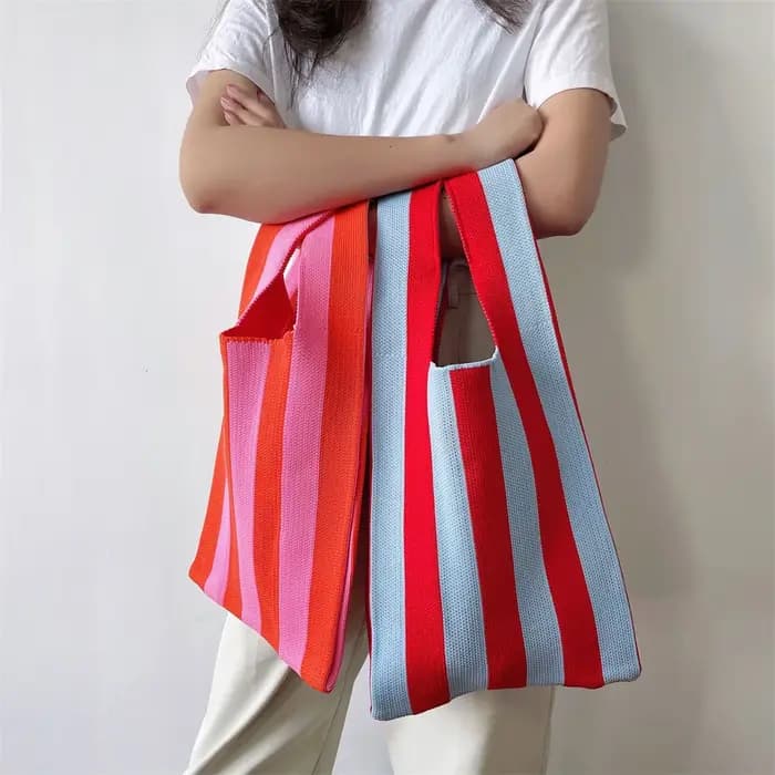 Sacs fourre-tout en tricot rayé sac à bandoulière pour femme mode