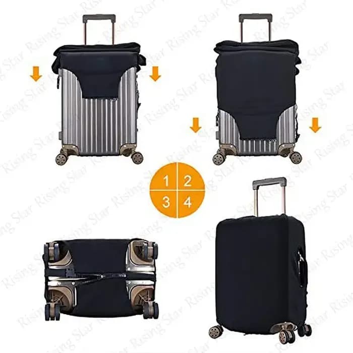 Housse de protection pour valise de voyage à motif de lignes ondulées bleu-violet, adaptée aux valises de 18 à 32 pouces.