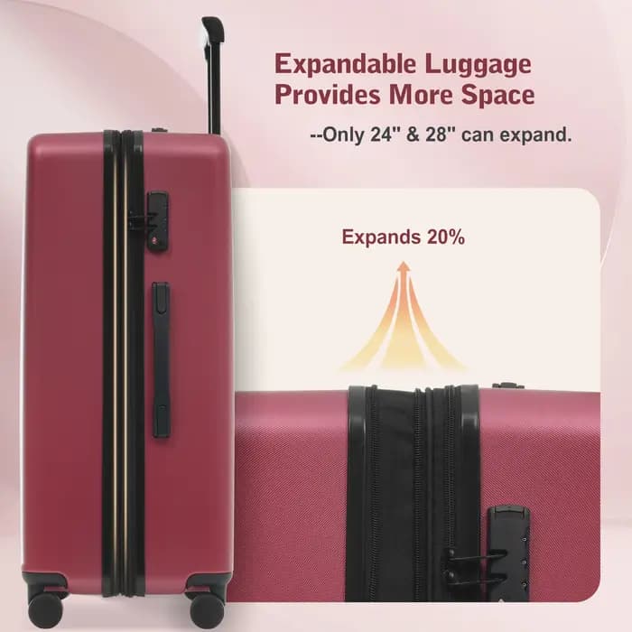 Ensemble de bagages 5 pièces avec ouverture frontale, valises rigides extensibles avec double roulet