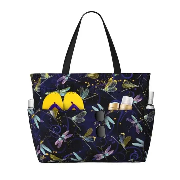 Libellule galaxie grand sac de plage étanche femmes sac de voyage Portable sacs fourre-tout de piscine anti-sable