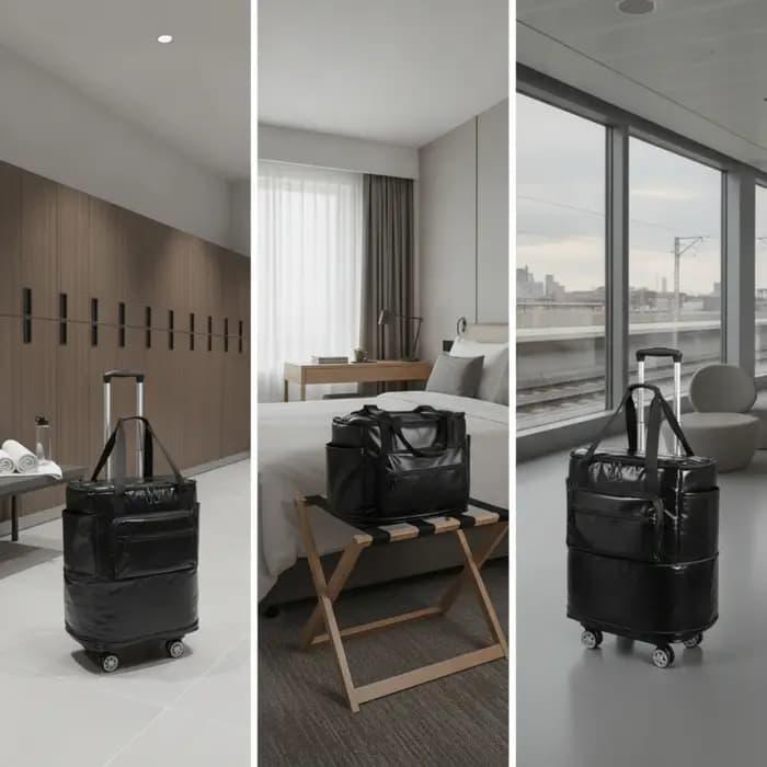 Sac de voyage à roulettes pliable avec chariot, bagage portable léger pour les voyageurs, bagage à main, gym
