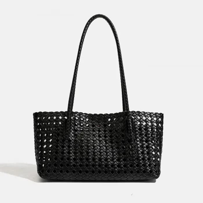 Sac fourre-tout tissé vert citron avec pochette