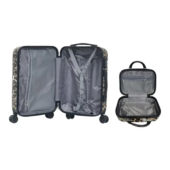 Bagage imprimé léopard pour femme 20 pouces-boîtier de chariot à roulettes silencieux