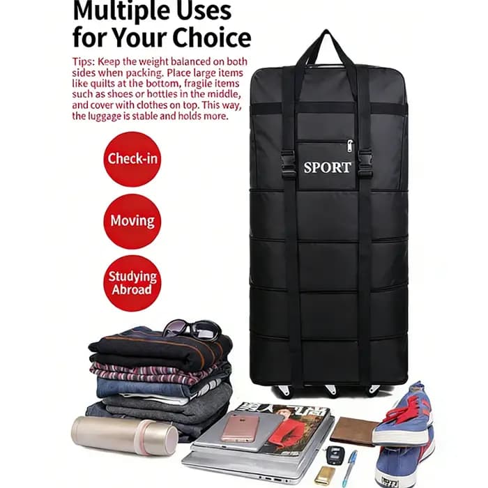 Sac de voyage de grande capacité avec roulettes
