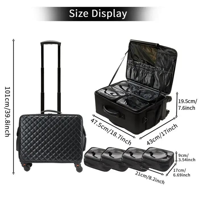 Valise de Maquillage Professionnelle Designer avec Poignée Extensible