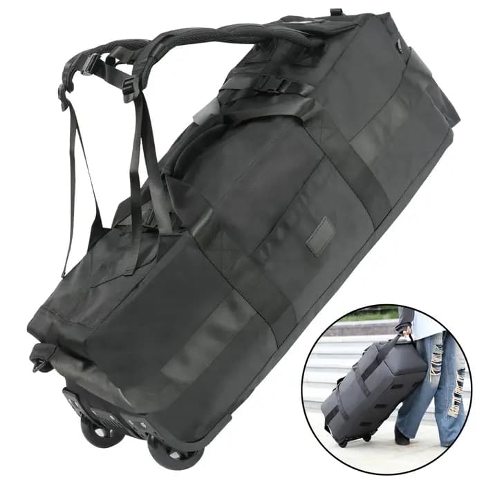 Sac de sport roulant 80L avec roulettes Sac de voyage pliable robuste de 31 pouces Bagage à roulette