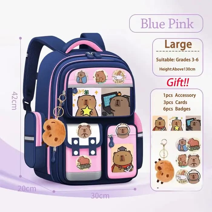 Capybara sac d'école sac à dos étanche grande capacité soulager la charge protégeant la colonne vertébrale larges sangles sac à dos pour les étudiants cadeau