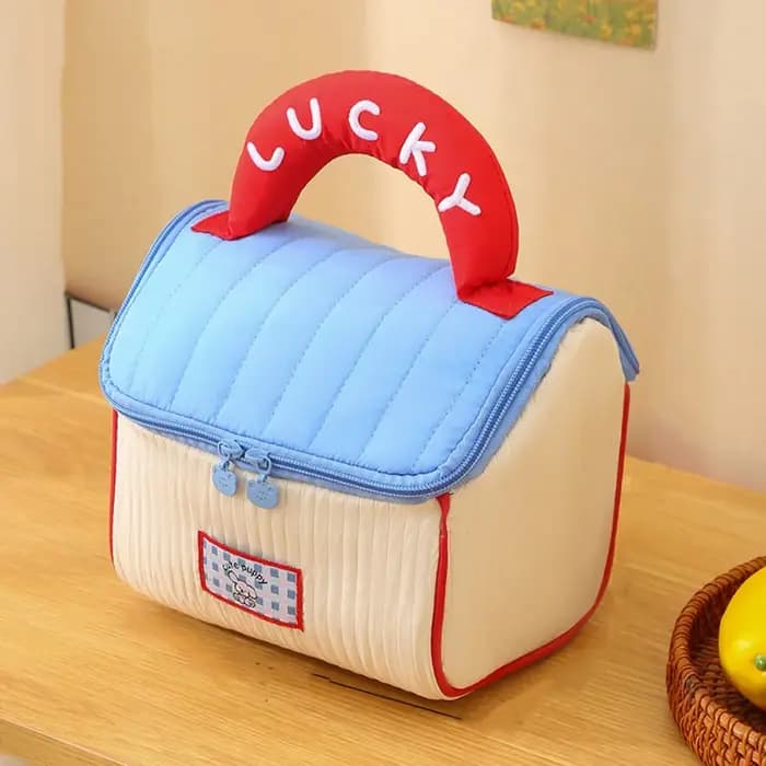Grande Trousse de Maquillage Mignonne en Forme de Cabane, Étui Cosmétique Portable Kawaii en Forme d