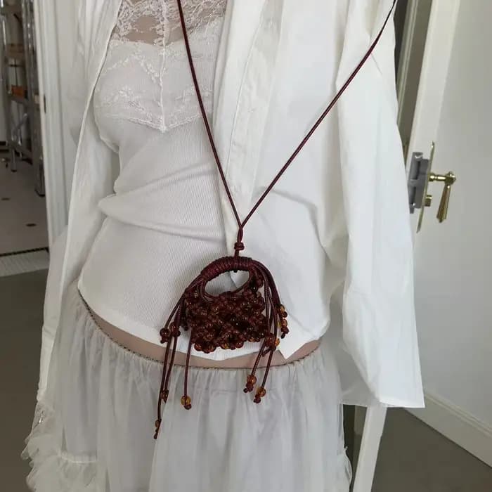 Nouveau Mini Sac à Bandoulière en Corde Tressée