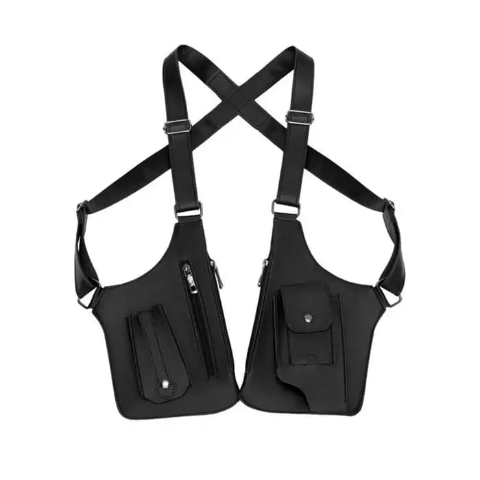 Sac tactique double épaule et bandoulière antivol dissimulé, sac de poitrine réglable multi-poches p
