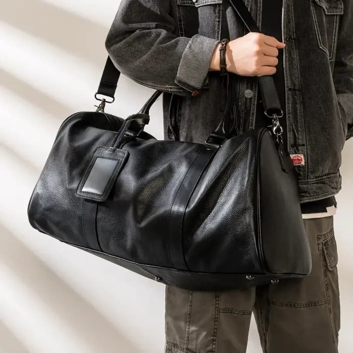 NUPUGOO – sac de voyage en cuir véritable pour hommes