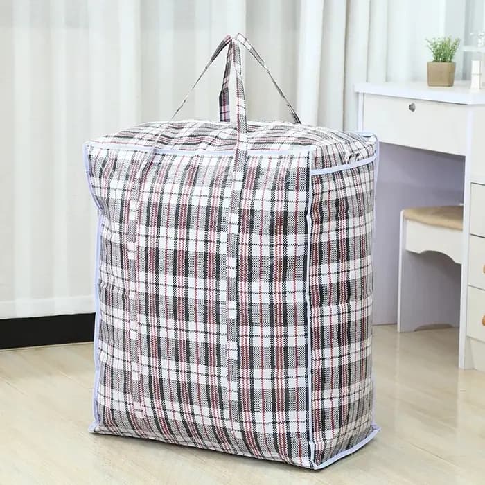 Sac de rangement pliable et Portable en plastique épais, tissé à la main, sac à bagages de grande ta