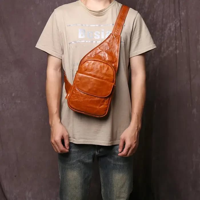 Sac à bandoulière en cuir véritable pour homme