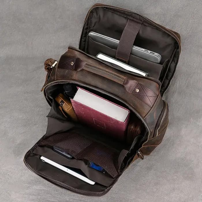 Luufan Vintage en cuir véritable homme voyage sac à dos Fit 15 "ordinateur portable sac à dos