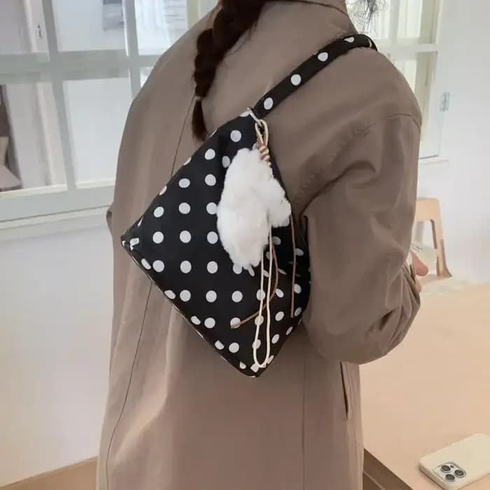 Sac fourre-tout à pois en tissu Oxford