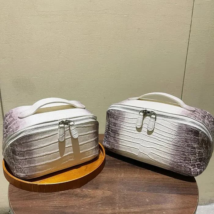 Sac à cosmétiques de l'himalaya en cuir de vache motif crocodile, sac de rangement portable en cuir
