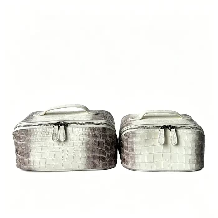 Série Himalaya, sac cosmétique en cuir véritable à motif crocodile