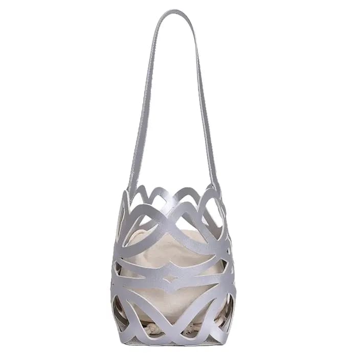 Nouveauté été : Sac seau en PU tressé ajouré