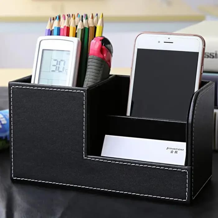Porte-stylo de bureau en cuir PU, porte-papeterie, organisateur de cosmétiques pour bureau, accessoires de rangement scolaires