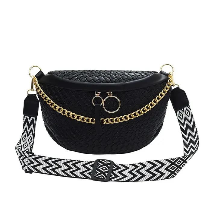 Sac banane à motif tissé pour femme, sac de poitrine de haute qualité, sac à bandoulière tendance, s