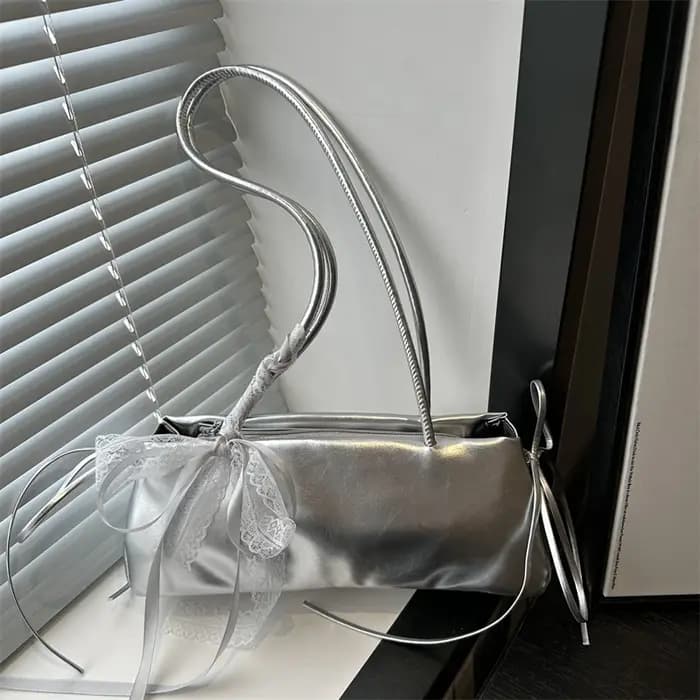 Sac carré français élégant avec nœud coréen, sac de haute qualité en Pu, Niche Simple Style Ballet,