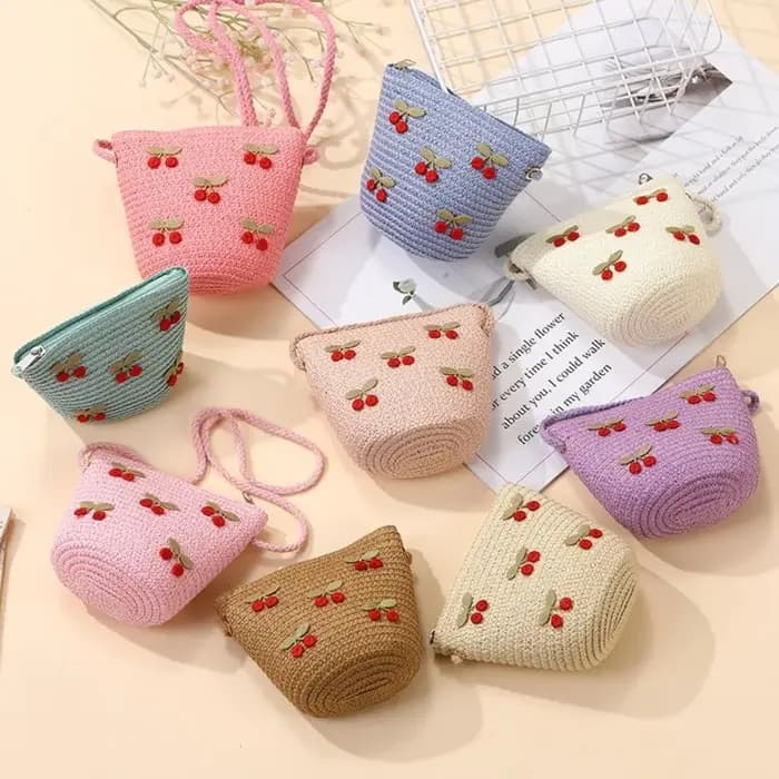 Sac à bandoulière pour enfants motif cerises rouges mignonnes