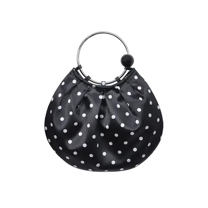 Sac fourre-tout à pois vintage rétro froissé, sac à main pour femme, sac à bandoulière décontracté,