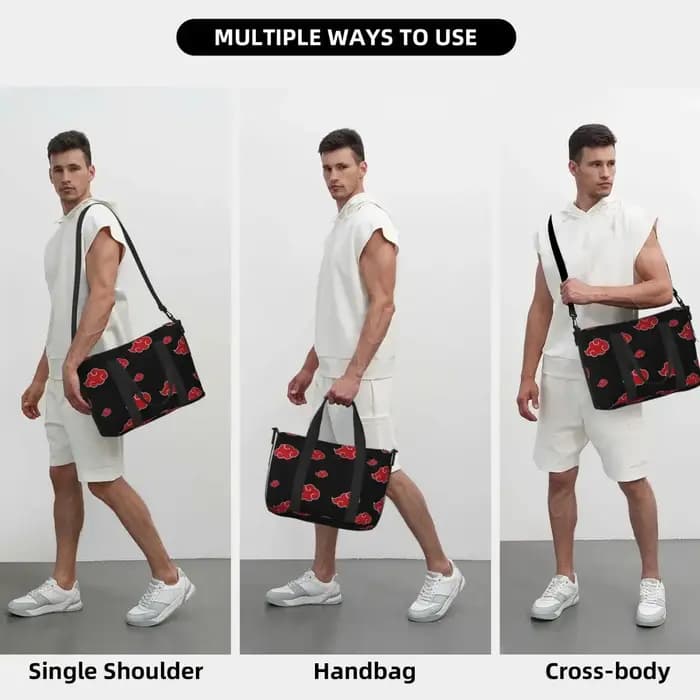 Sac de voyage de plage nuage noir et rouge personnalisé, fourre-tout de grande capacité pour salle de Sport, sac à bandoulière de Shopping pour femmes