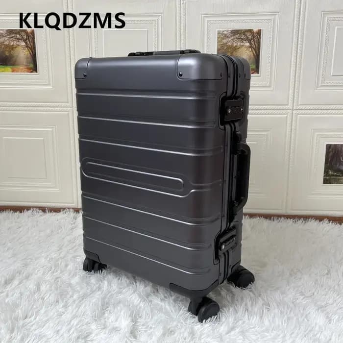 KLQDZMS Valise en alliage d'aluminium et de magnésium avec roues universelles, valise de mode pour f