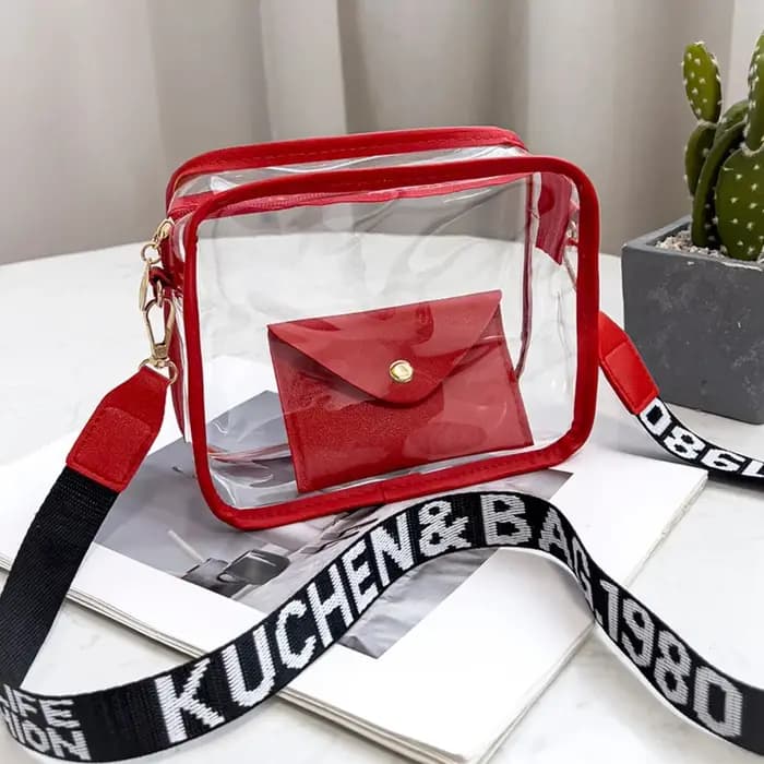 Sac à bandoulière transparent, couleur bonbon, sac enveloppe, sac en PVC, petit sac carré, grande capacité, sac à bandoulière pour le shopping