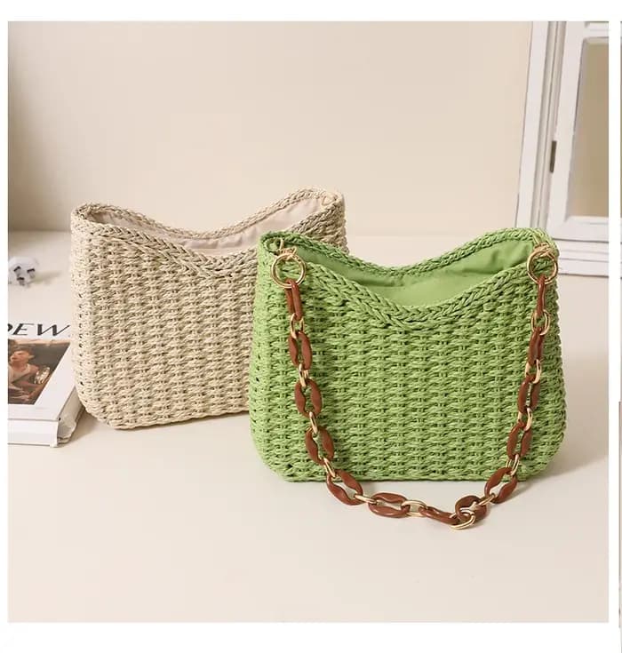 Petit sac sous les aisselles tissé violet frais pour femmes