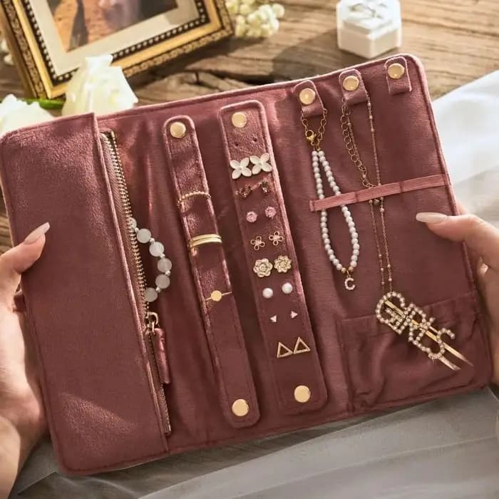 Nouvelle trousse de voyage en velours de haute qualité et pratique avec boucle