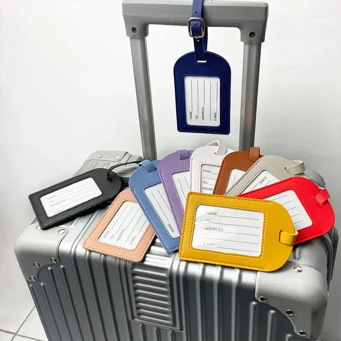 Étiquette de bagage à rabat en cuir PU