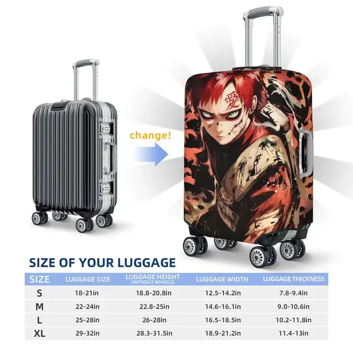 Housse de protection pour bagages, motif Gaara, bande dessinée japonaise, drôle, Manga, convient aux valises de 18 à 32 pouces