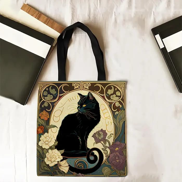 Sac fourre-tout rétro Art Noble chat noir