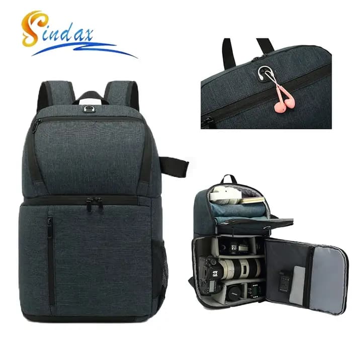 Sac à dos pour appareil photo reflex numérique avec trou pour écouteurs