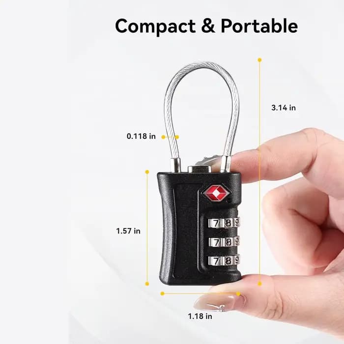 Lot de 4 cadenas à code douanier TSA pour bagages de voyage