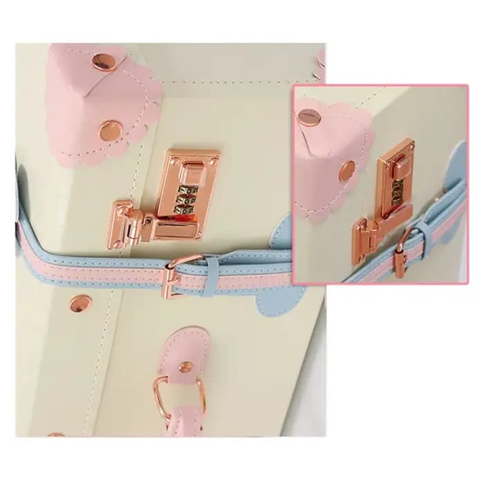 Bagage rétro mignon rose boîtier de chariot Vintage en cuir PU roue rotative silencieuse 20 pouces valise de cabine de