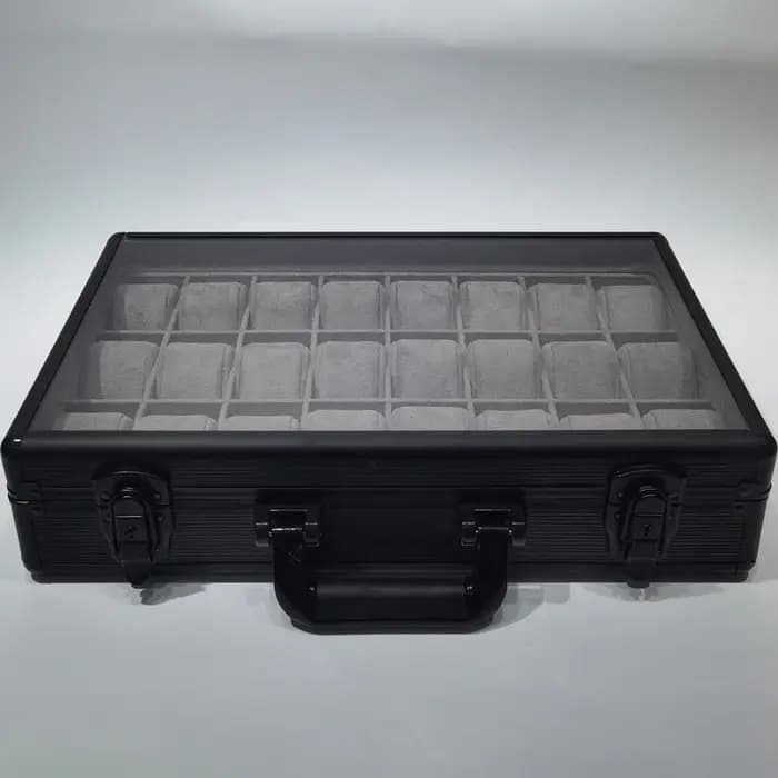Boîte de montre à 24 fentes, organisateur de montres-bracelets, valise de grande capacité, présentoir de rangement de montre, couvercle Transparent, boîtes de montres