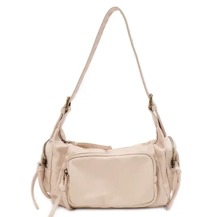 Femmes rétro Cool Preppy Street Style sac à bandoulière lavé PU cuir végétalien Vintage fonctionnel pratique