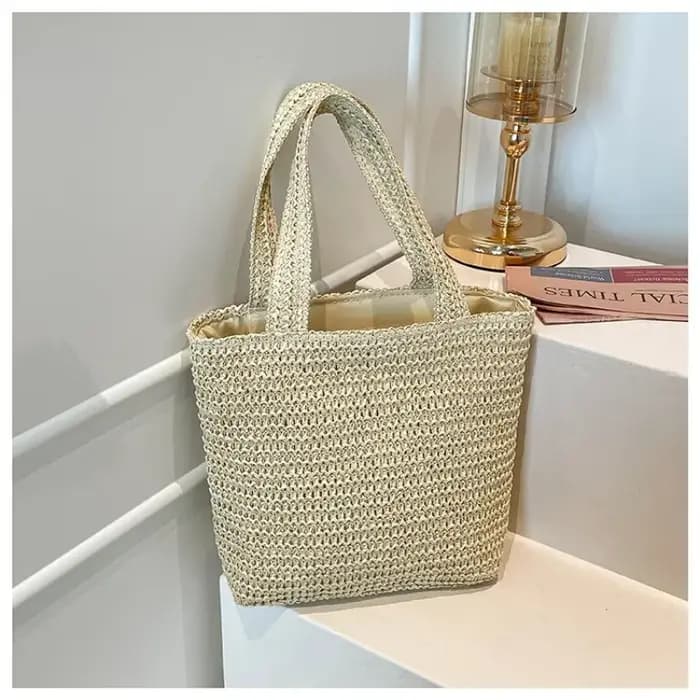 Nouveau Sac Fourre-tout Polyvalent Décontracté en Tissu Couleur Unie avec Fermeture Éclair Grande Capacité et Poignée Supérieure – Collection Printemps/Automne 2026 – Sac de Plage Ambiance Vacances