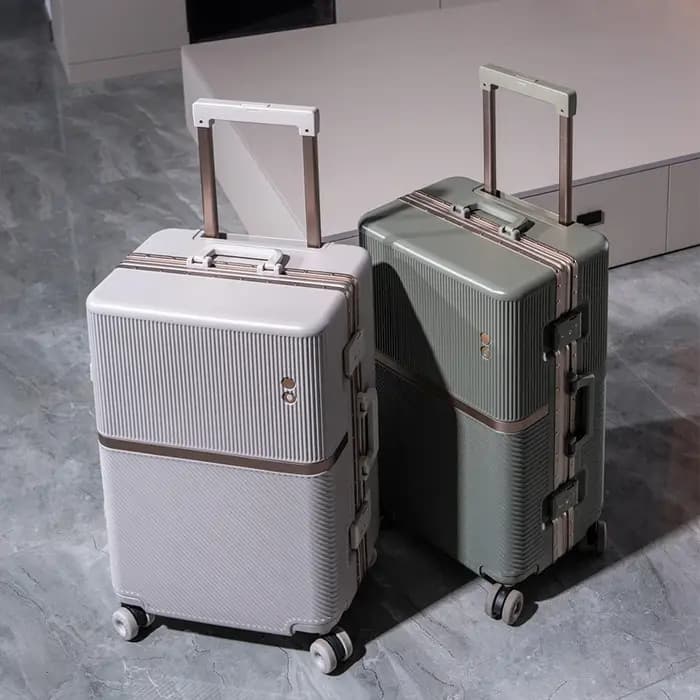 Valise de voyage avec cadre en aluminium doré, valise à main de 20 pouces, chariot PC épais et Durable avec roue de frein de 20 à 28 pouces