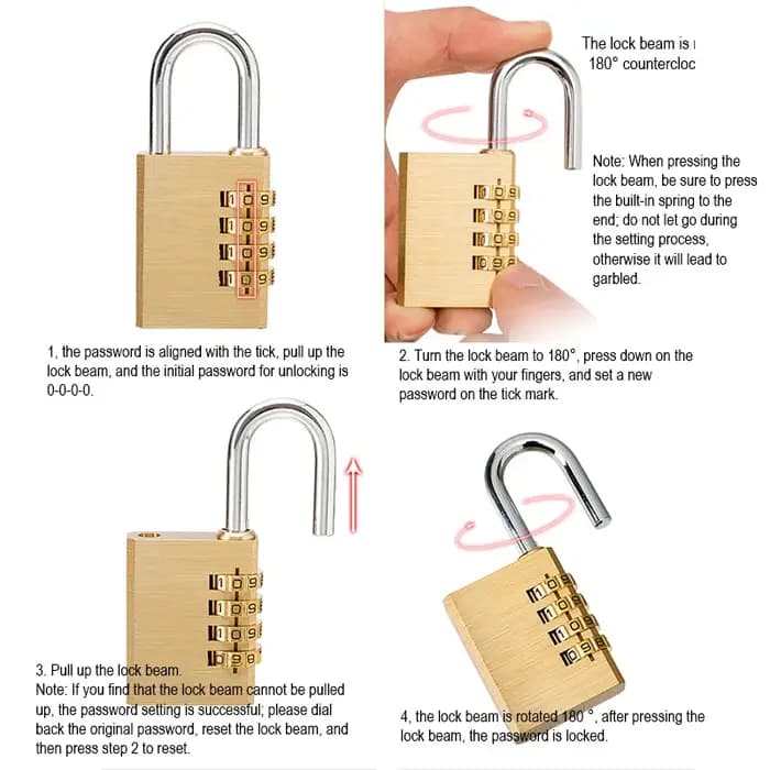 4 chiffres mot de passe serrure combinaison valise bagages métal Code mot