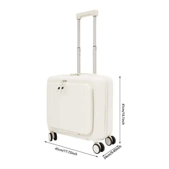 Valise cabine ABS 18 pouces avec ouverture frontale 180° ° Valise de voyage avec compartiment pour
