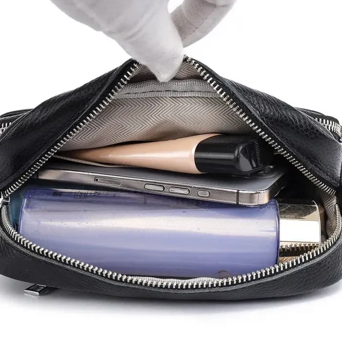 Luxe beaucoup de poche en cuir véritable femmes sacs à bandoulière femme